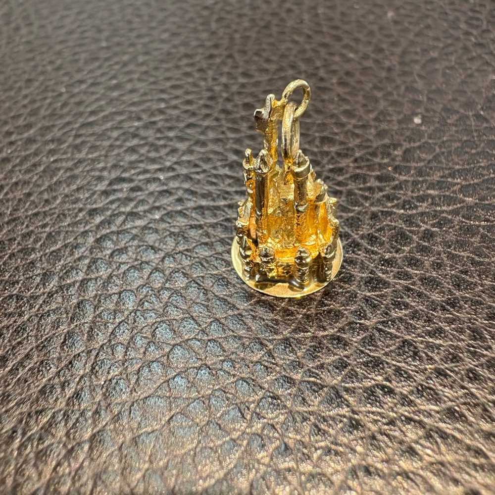Gold Castle Charm Pendant 14k solid